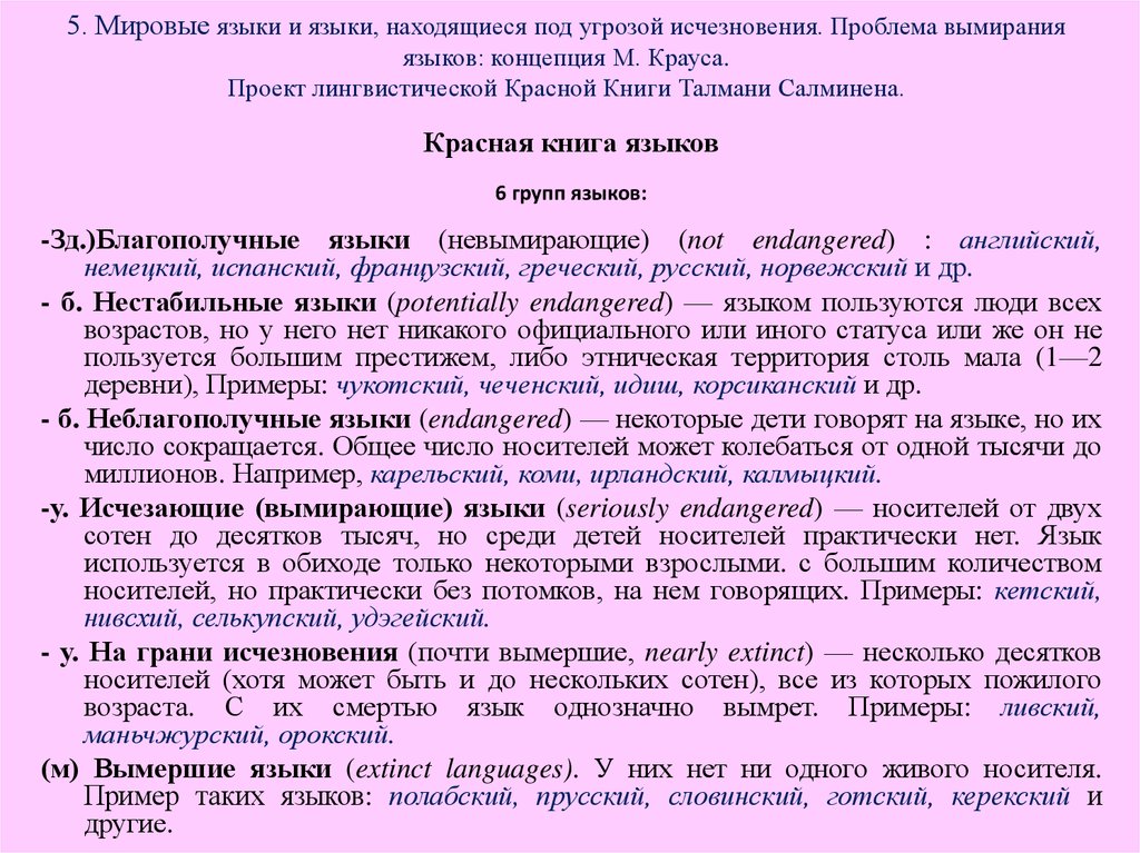 Статус языка. Причины исчезновения языков. Языки, находящихся под угрозой исчезновения. Проблема вымирания языков. Мировой язык это определение.