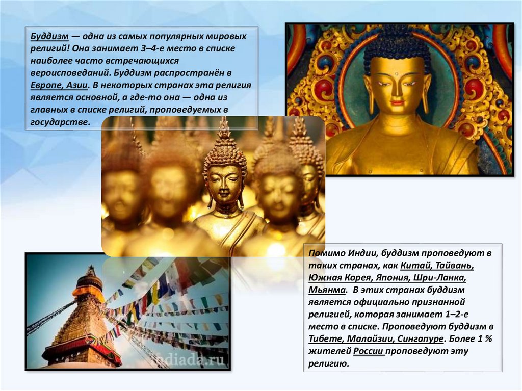 Основная страна буддизма. Зарождение буддизма. Представители буддизма.