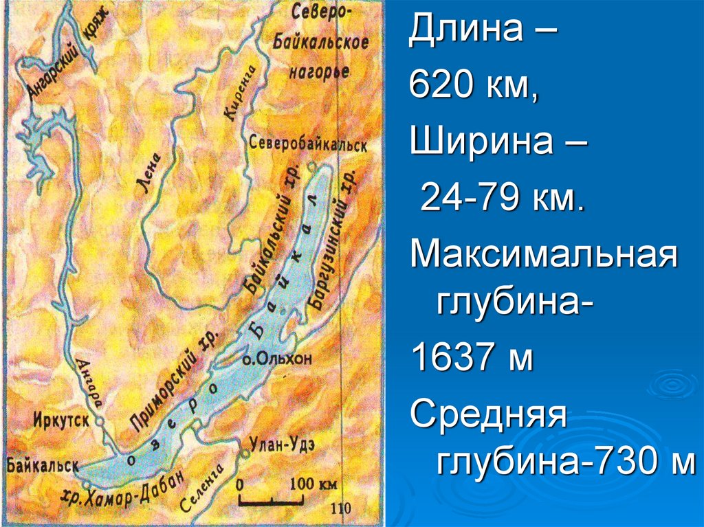 Длина озера. Длина ширина глубина Байкала. Протяженность озера Байкал. Размеры озера Байкал длина и ширина. Ширина озера Байкал в км.