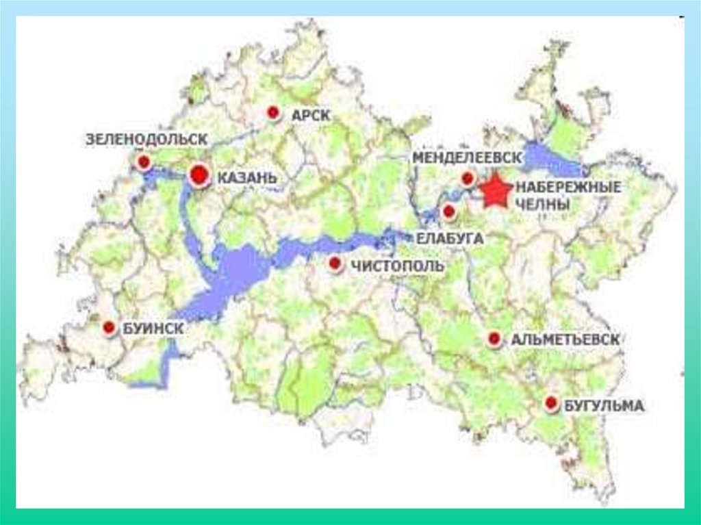 Г татарстан какая область. Набережные Челны на карте Татарстана. Географическая карта Татарстана. Географическое положение Татарстана. Карта Татарстана с городами.