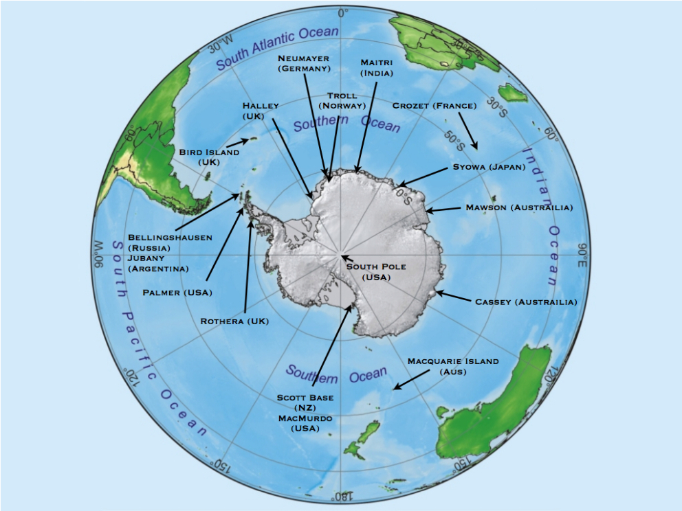 Где находится географический южный полюс. Антарктика на карте. Южный полюс на карте Антарктиды. Море Лазарева на карте Антарктиды.