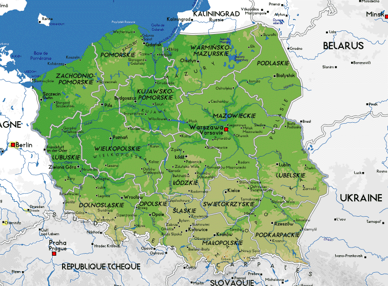 Подробная карта польши на русском язык