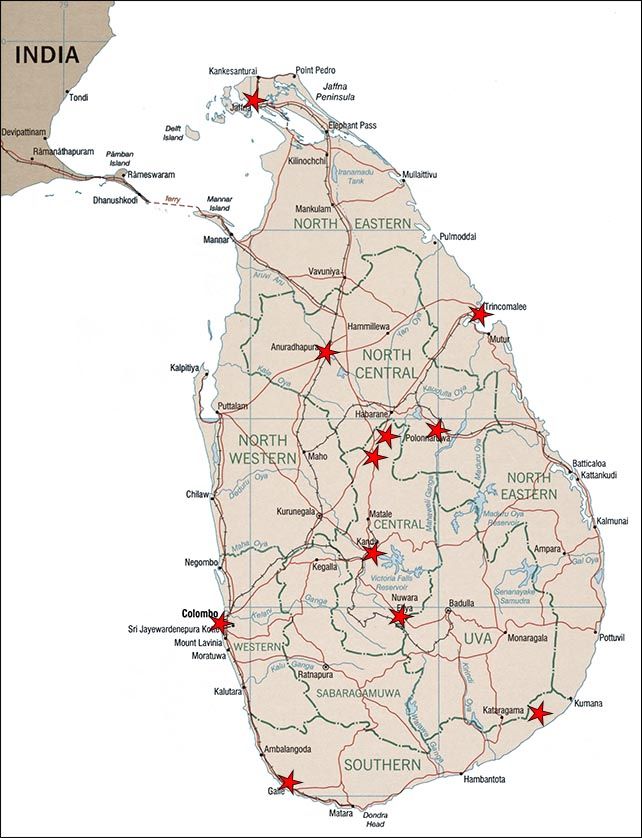 Шри ланка страна карта. Карта Шри Ланки с курортами. Чайные плантации Шри Ланка на карте. Шри-Ланка достопримечательности на карте.