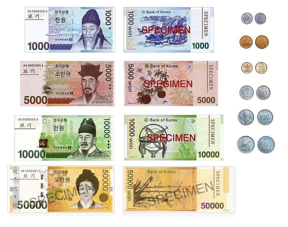 Южная корея вона к рублю на сегодня. Корейские деньги. Корейские купюры. Корейская вона банкноты. Валюта Южной Кореи.