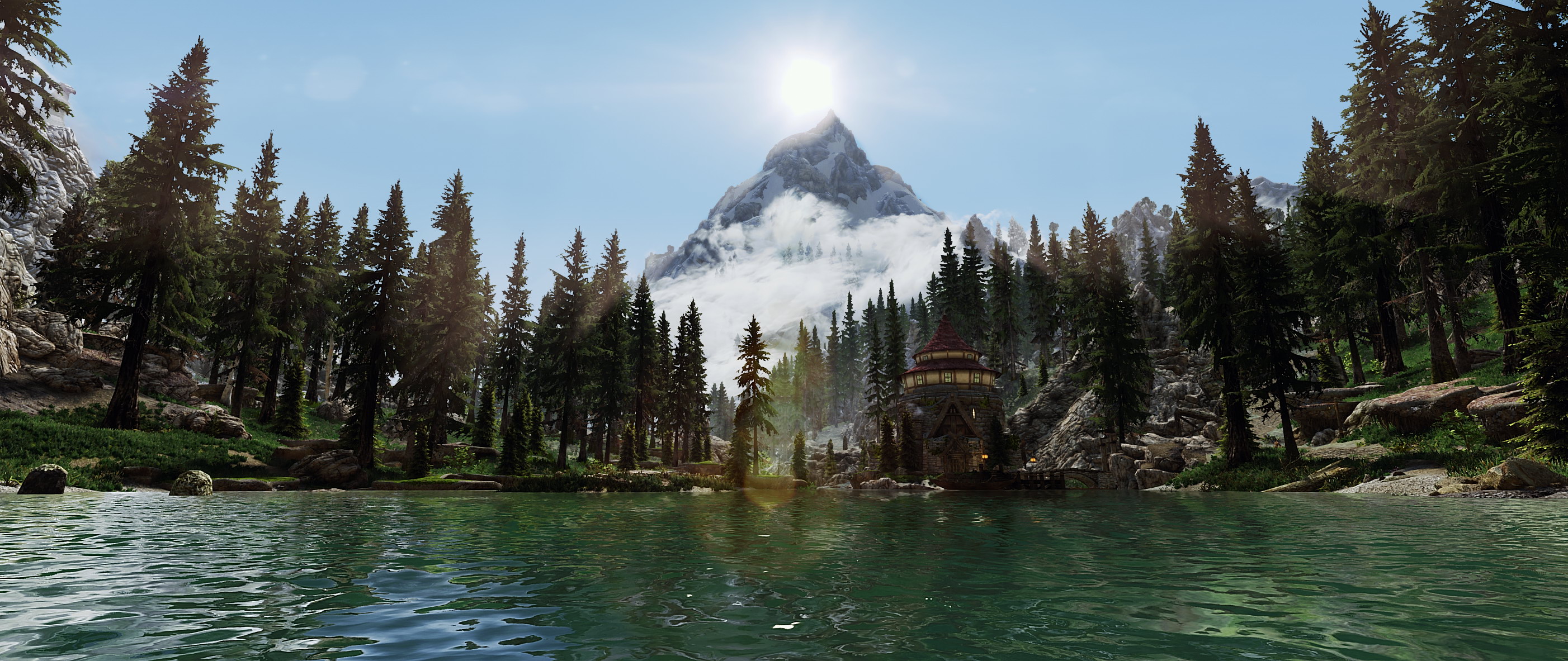 Pure skyrim. Скайрим озеро Илиналта. Мезозойское озеро Skyrim. Чистое озеро скайрим. Скриншоты озера.