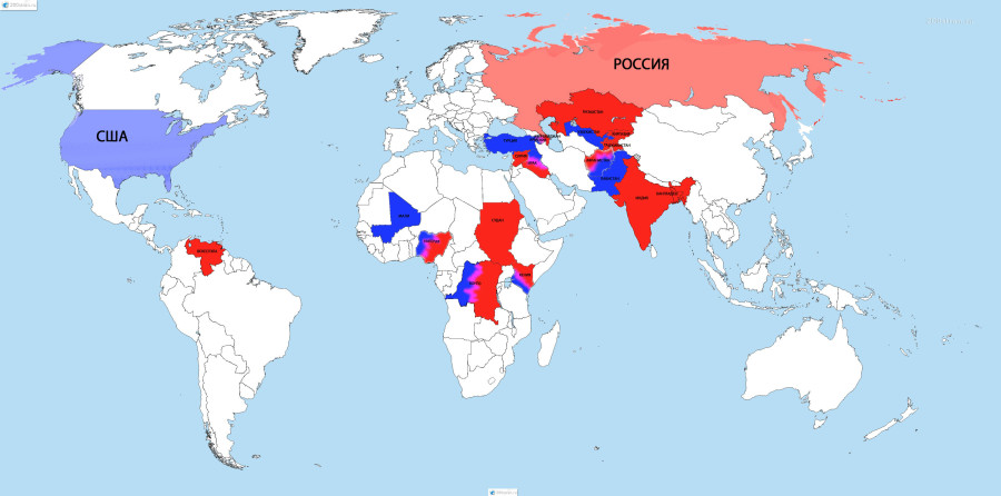 Россия сша карта мира