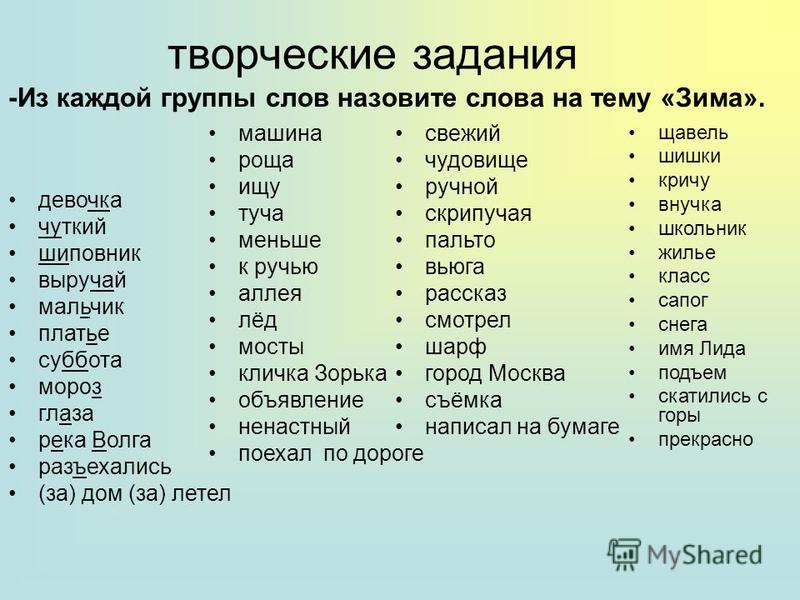 Слова на он. Группы слов. Задания на тему группы слов. Сложные слова на тему зима. Слова по группам русский язык.