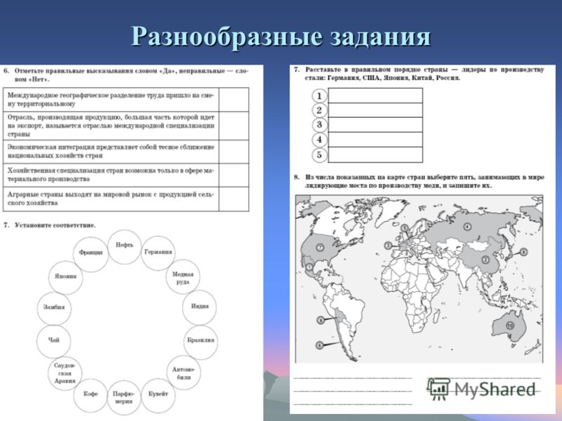 Задание по географии