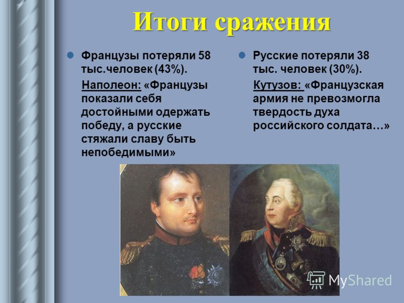 Отношение к войне кутузова и наполеона. Кутузов и Наполеон.