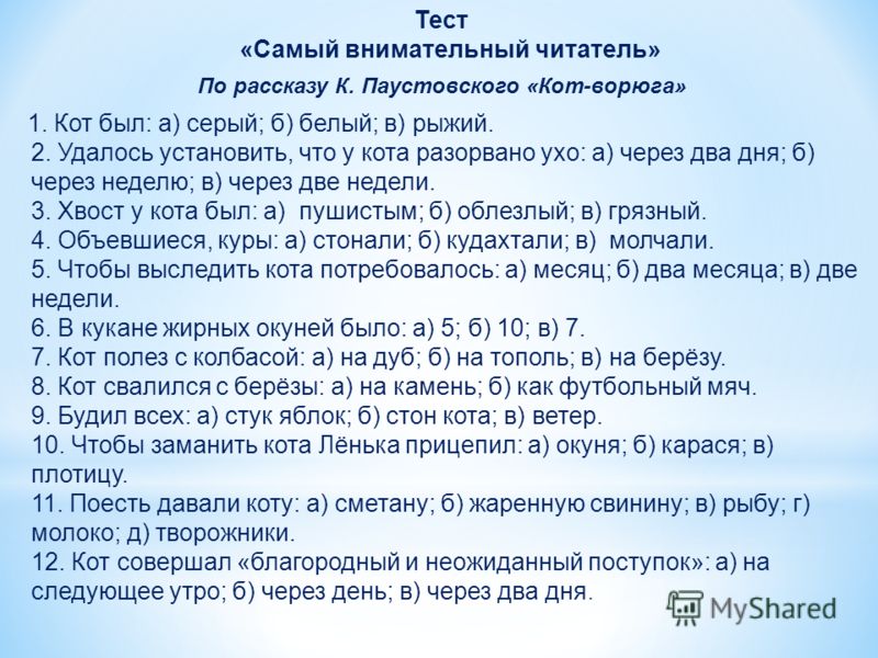 Тест по толстому 3 класс. Викторина по рассказам Паустовского. Викторина по произведениям Паустовского. Вопросы к произведениям Паустовского. Кот ворюга вопросы к произведению.