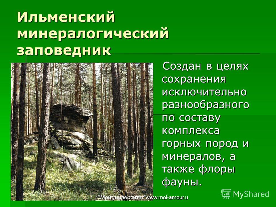 В какой заповедник созданный. Ильменский заповедник для 4 класса. Ильменский заповедник презентация. Ильменский заповедник охраняемые объекты. Презентация на тему Ильменский заповедник.