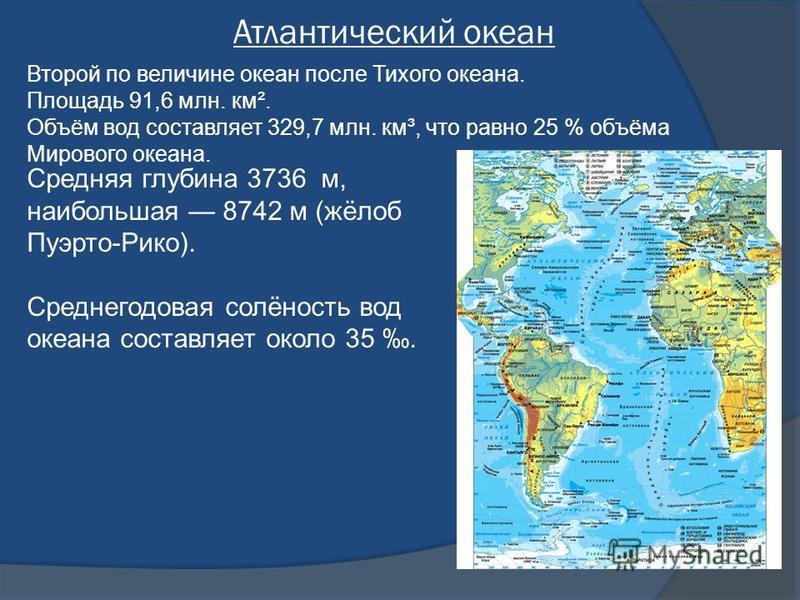 Второе место по площади океан. Жёлоб Пуэрто-Рико Атлантический.