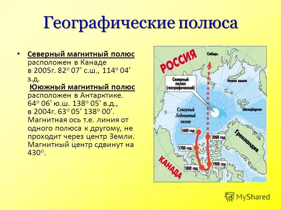 На полюсе находится область