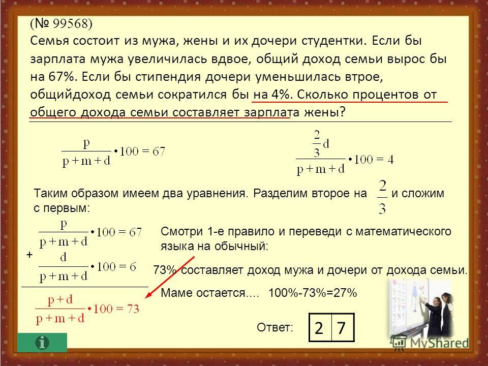 Вдвое. Семья состоит из мужа жены и их дочери-студентки если бы. Семья состоит из мужа жены и дочери. Семья состоит из мужа жены и их дочери-студентки если бы зарплата мужа. Задача на доход мужа жены и дочери.