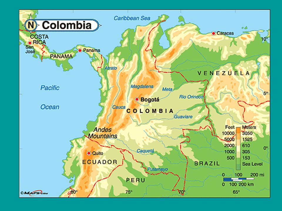 Какое питание имеет река колумбия. Карта Колумбии географическая. Колумбия географическое положение на карте. Физическая карта Колумбии. Колумбияна арте.