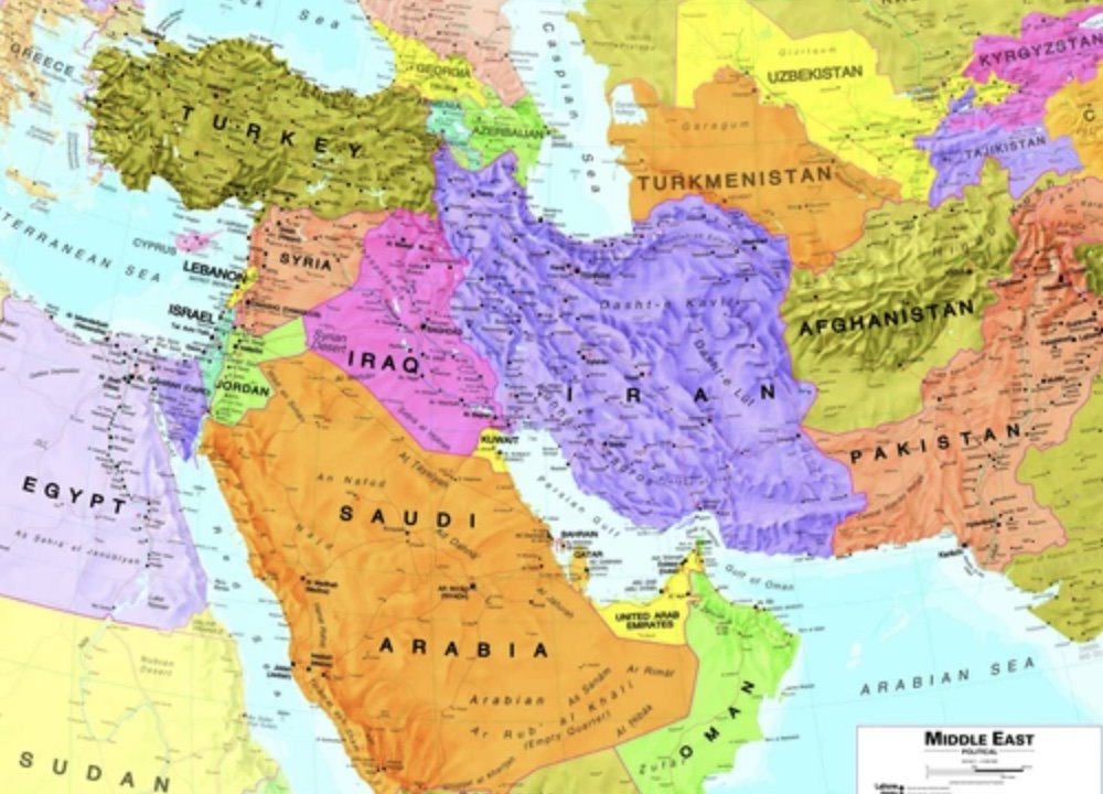 Подробная карта востока. Политическая карта ближнего Востока. Карта ближнего Востока со странами. Страны ближнего Востока и Азии.