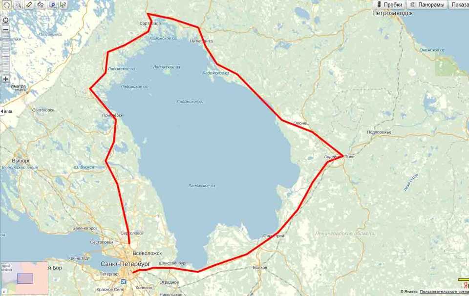 Расстояние ладожского озера
