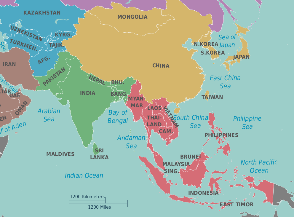 Китай и Корея на карте мира. Карта мира Китай Корея Япония. Southeast Asia Map. South East Asia Map.