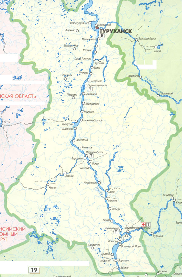 Карта енисея с населенными пунктами подробная