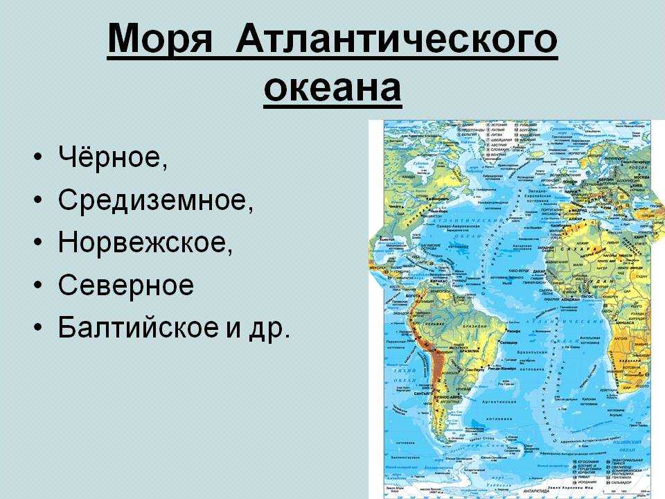 Внутренние и окраинные моря на карте