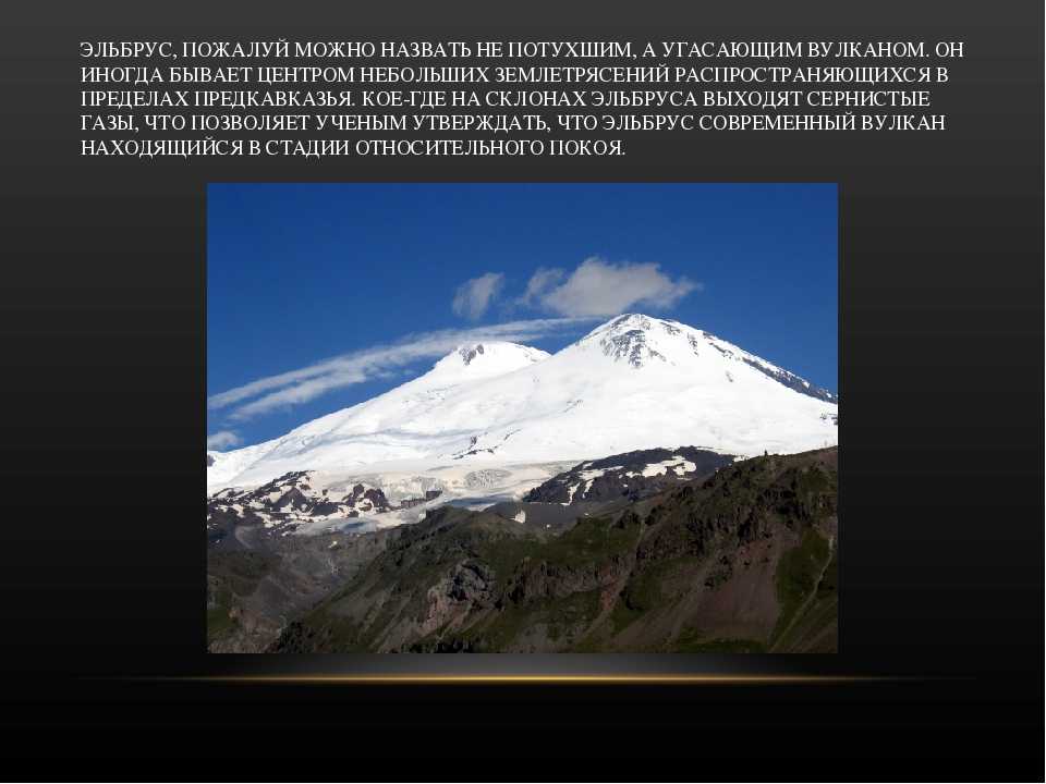 Вулкан эльбрус абсолютная высота действующий или потухший