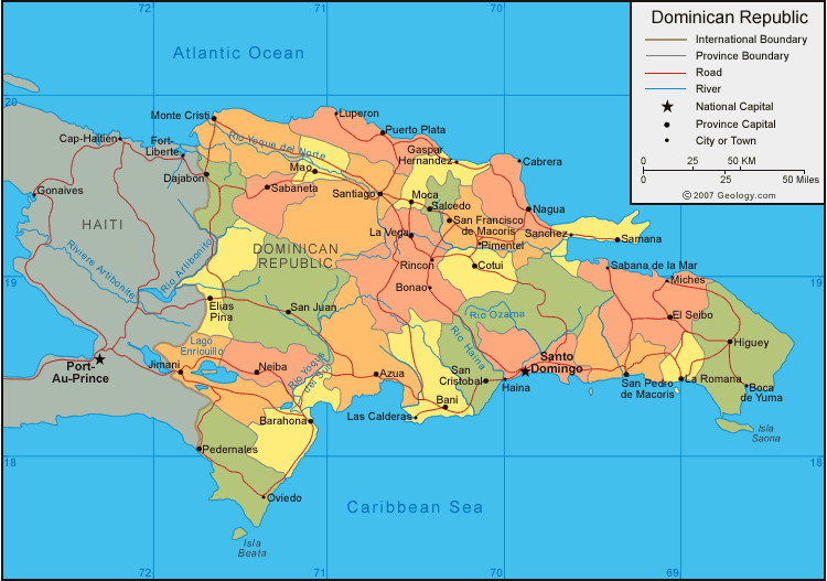 Гаити какое государство. Доминиканская Республика политическая карта. Доминиканская Республика на карте. Географическая карта Доминиканской Республики. Карта Доминиканская Республика на карте.