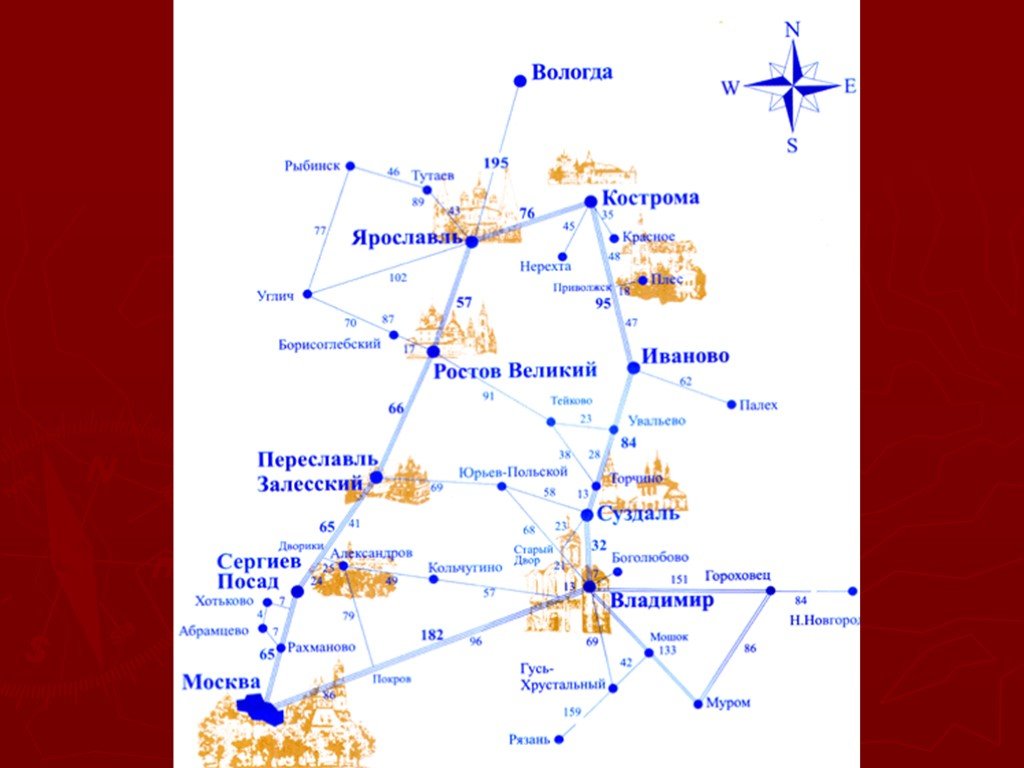 Маршрут золотого кольца в километрах. Золотое кольцо России карта схема. Золотое кольцо России на карте маршрут. Карта золотого кольца России с городами. Суздаль на карте золотого кольца.