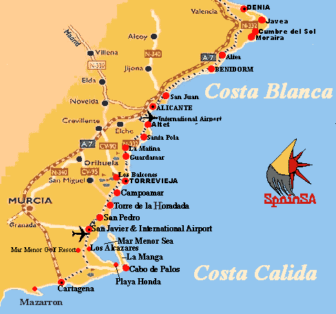 Costa перевод. Costa Blanca на карте. Коста Бланка карта побережья. Коста Бланка Испания на карте. Побережье Коста Бланка Испания на карте.