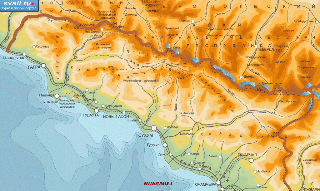 Поселками на русском языке. Абхазия рельеф карта. Рельефная карта Абхазии. Абхазии карта Абхазии. Карта гор Абхазии.