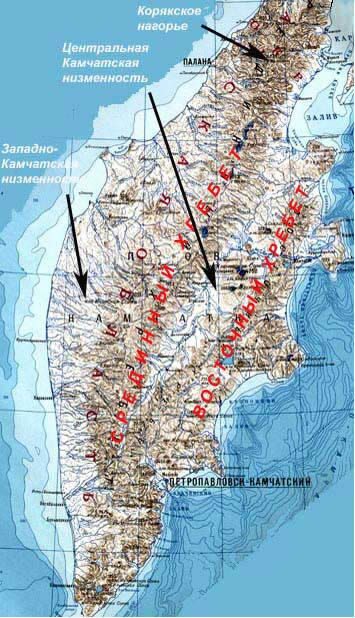 Восточная камчатка на карте. Срединный хребет Камчатка рельеф. Срединный хребет Камчатки на карте России. Срединный хребет полуострова Камчатка. Центрально Камчатская равнина на карте.
