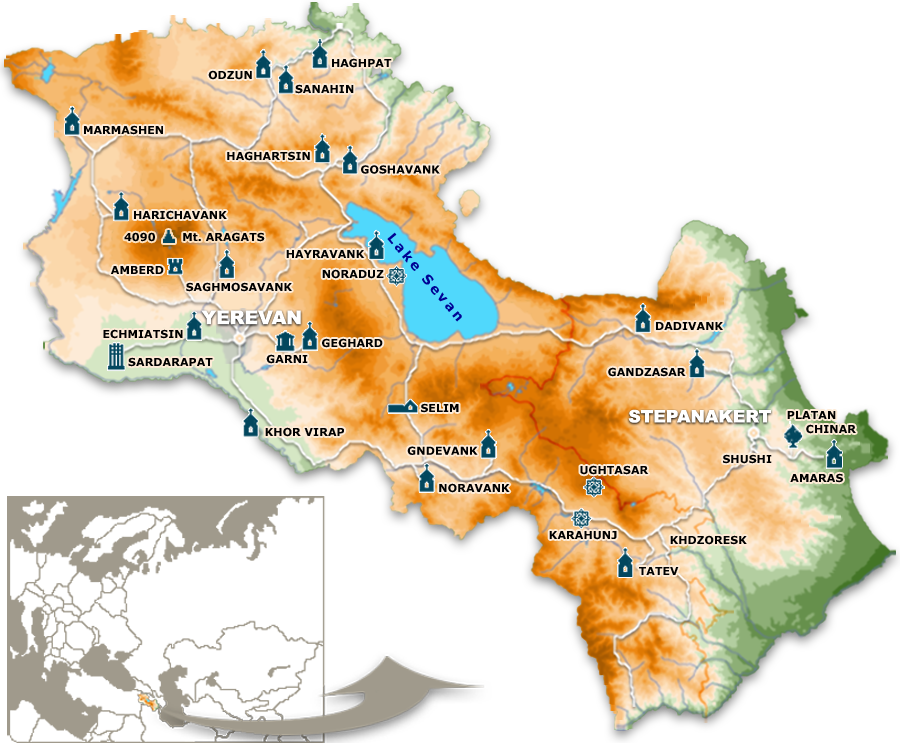 Армения расположена. Достопримечательности Армении на карте. Монастыри Армении на карте. Основные достопримечательности Армении на карте. Карта Армении на русском языке.