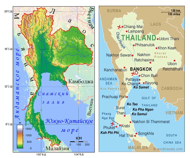 Тайланд карта на русском