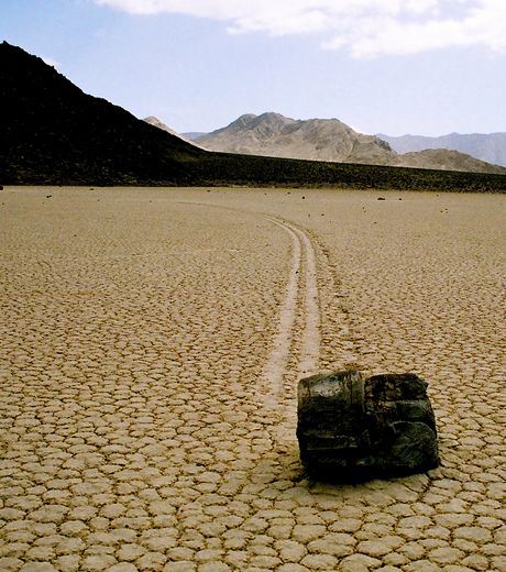 A Strange Stone And Its Drag In Death Valley, California, United States