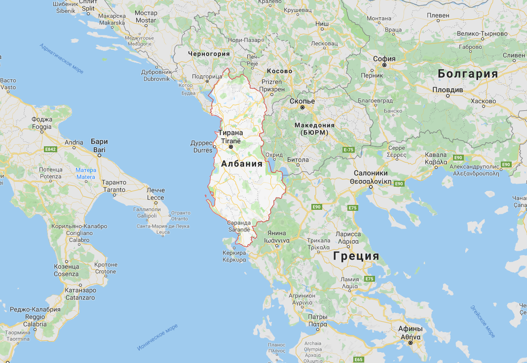 Donde está albania mapa