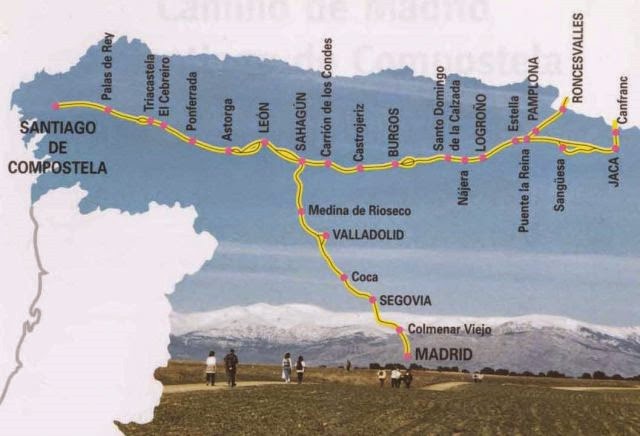 Маршрут стоит. Камино де Сантьяго французский путь. Путь Сантьяго де Компостела карта. Маршрут Сантьяго де Компостела. Путь Святого Иакова маршрут.