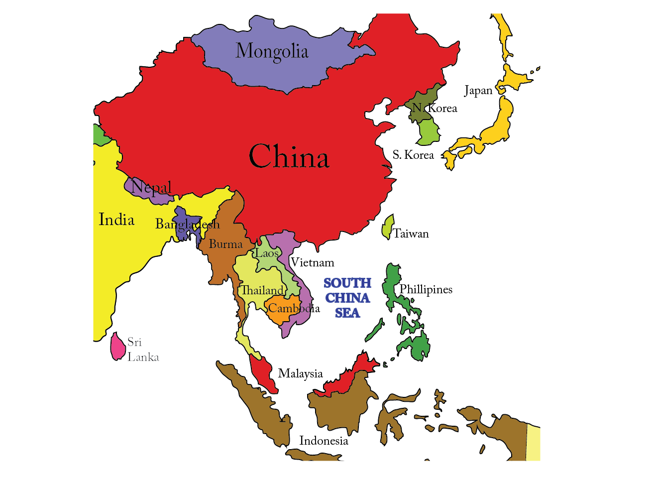 Какая территория восточной азии. Юго-Восточная Азия и Дальний Восток карта. Карта Юго Востока Азии. Юго-Восточная Азия на карте. Политическая карта дальнего Востока и Юго Восточной Азии.
