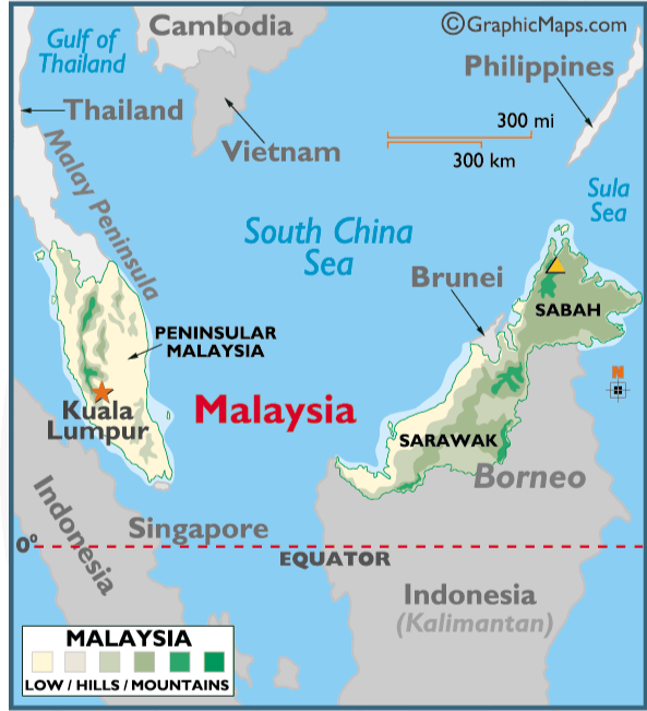 Карта малайзия на русском языке. Столица Малайзии на карте. Куала-Лумпур столица Малайзии на карте. Карта Малайзии с островами.
