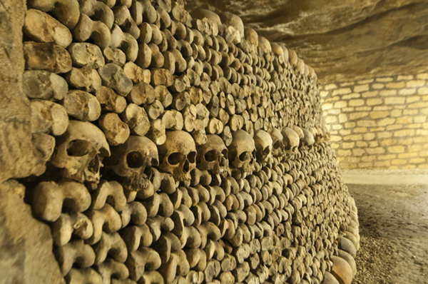 2.) The Catacombs (Paris): The Parisian catacombs are a giant ossuary and cemetary that are located beneath that city’s streets. There are approximately 6 million bodies put to rest in the catacombs. There is a city of the dead waiting to be explored beneath the city of lights.