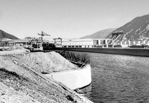 Дунай. Строительство гидроузла в ущелье Джердап. 1970.