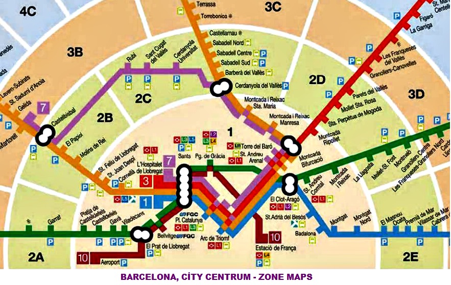 Зоны общественного транспорта. 1 Зона метро Барселона. Карта метро Барселоны по зонам. Транспортные зоны Барселоны. Зоны метро Барселоны.
