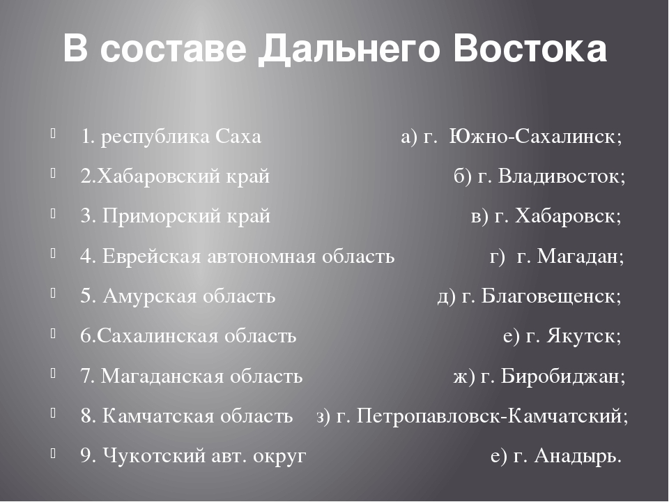 Население и площадь дальнего востока