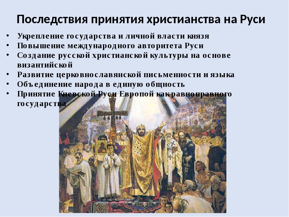 Одна из причин принятия христианства на руси