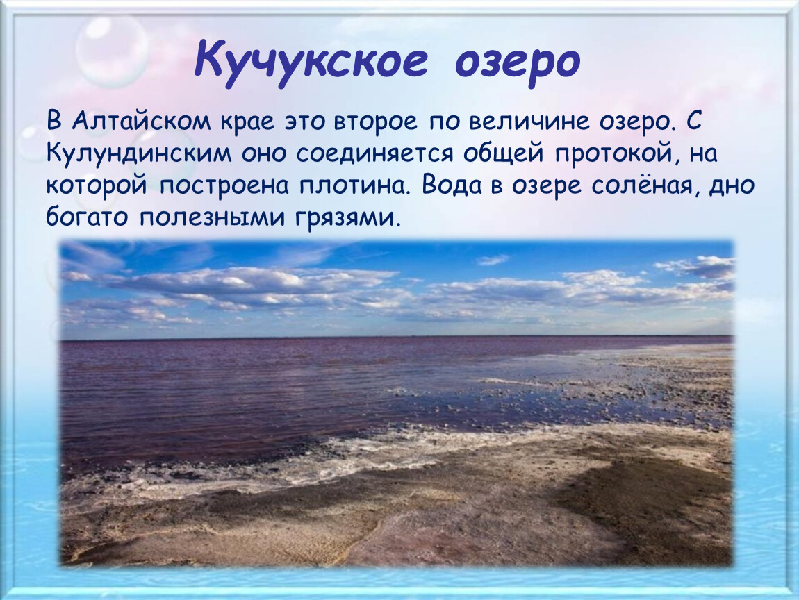 Водные богатства алтайского края 2 класс. Солёное озеро в Алтайском. Кучукское озеро. Самые крупные озера Алтайского края. Алтайский край море.