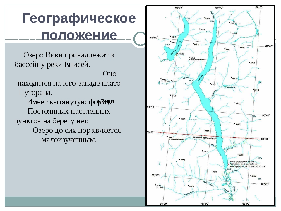 Расположение рек и озер
