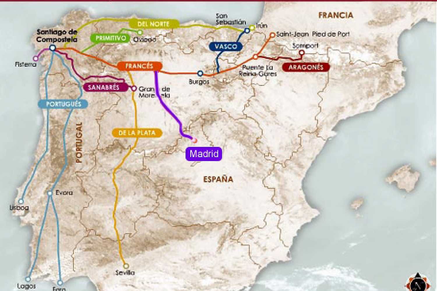 Святой путь. Карта Сантьяго де Компостела путь Святого Иакова. Камино де Сантьяго маршруты карта. Путь Сантьяго де Компостела французский маршрут. Паломнический путь в Сантьяго-де-Компостела на карте.