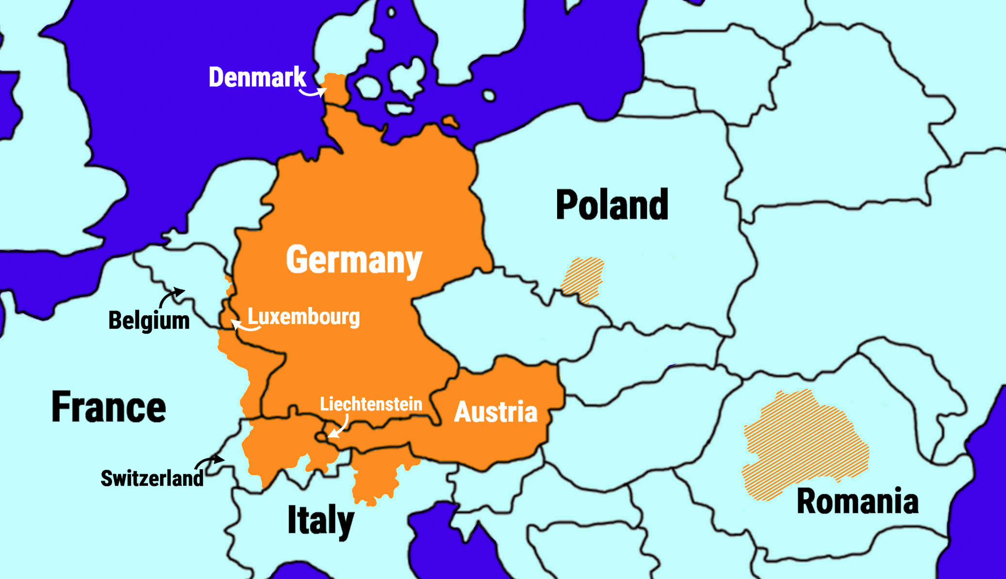Германия франция австрия швейцария. Германия и Швейцария на карте. Австрия и Германия на карте. Австрия и Швейцария на карте. Германия на карте Европы.
