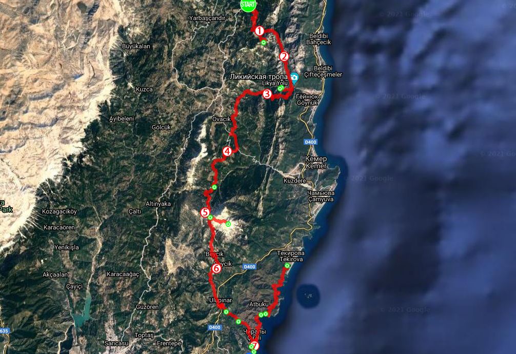 Чиралы турция на карте. Ликийская тропа Текирова карта. Ликийская тропа Восточный маршрут. Ликийская тропа в Турции. Ликийская тропа Кемер маршрут.