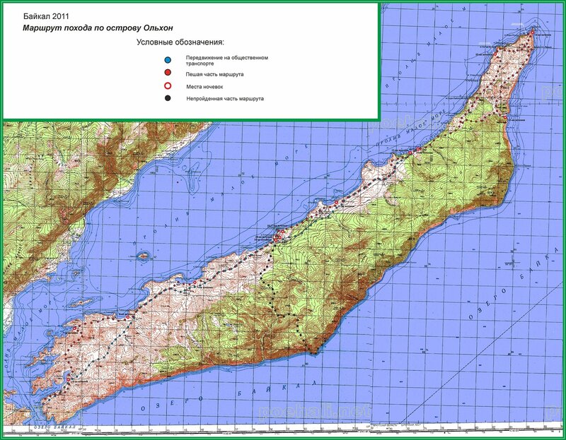 Ольхон подробная карта острова