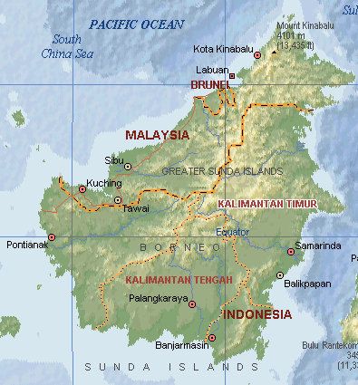 Где остров калимантан. Остров Калимантан на карте. Остров Борнео (Калимантан) карта. Остров Калимантан на физической карте. Калимантан Борнео на карте.