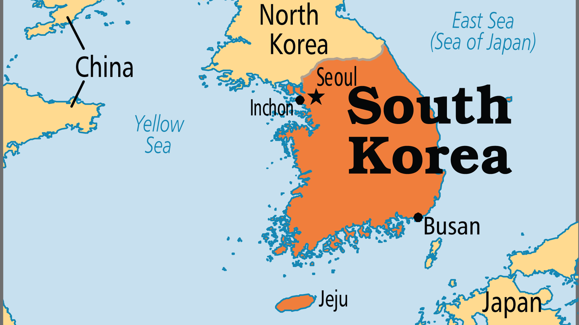 где находится южная корея на карте мира